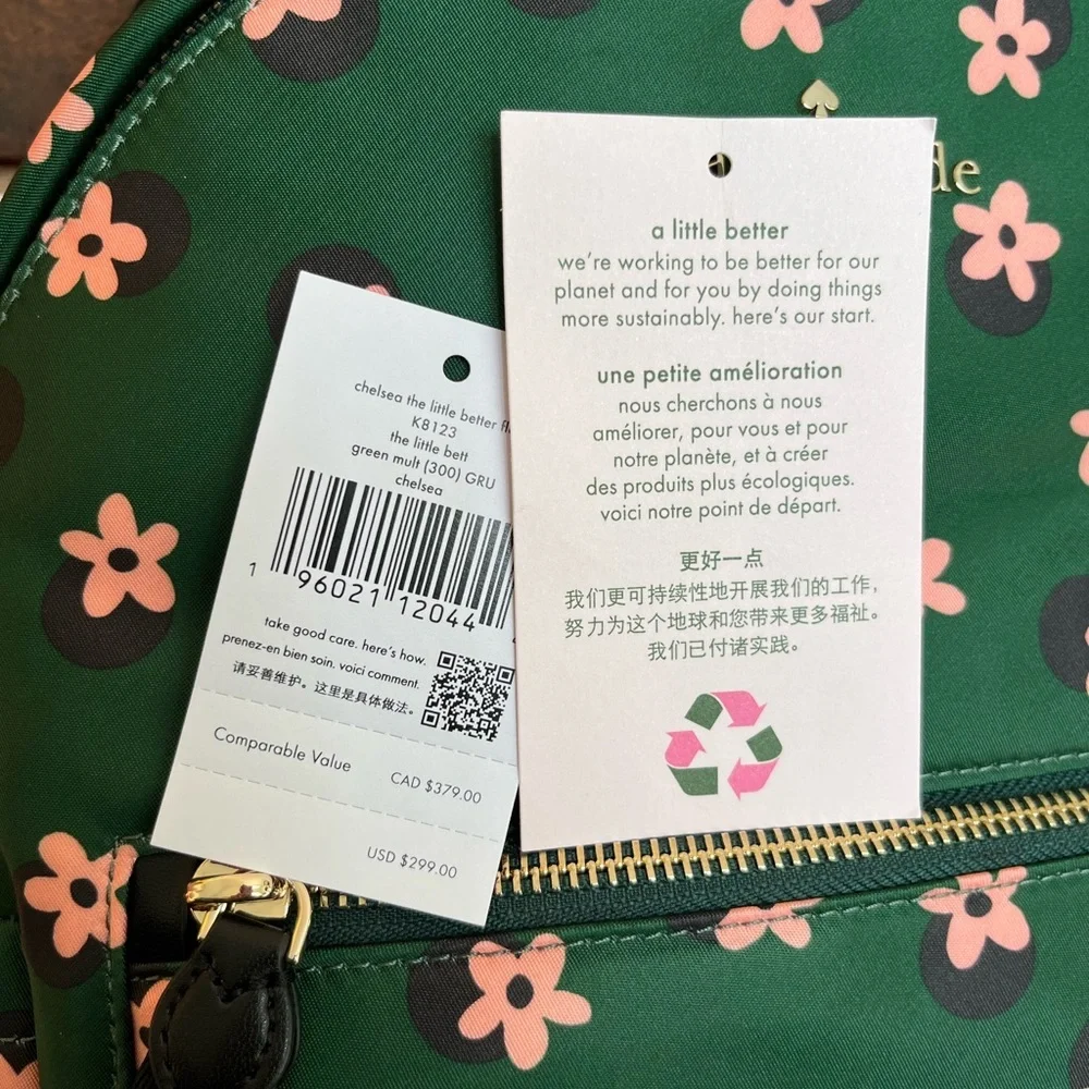 Kate Spade Green Multi Floral Medium Backpack